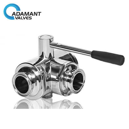 3/4" Stainless Steel 316L Three way T Type Clamp Connection Sanitary Ball valve 