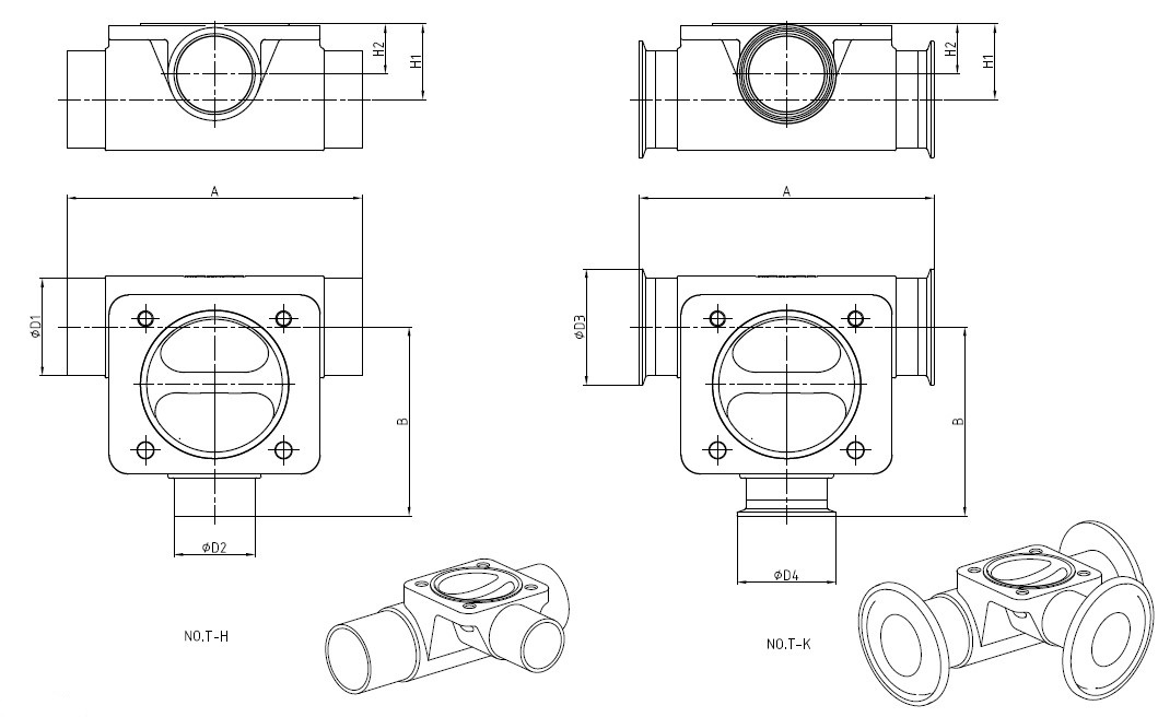 Sanitary U Type Diaphragm Valves with Butt-weld