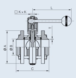 3 pieces butterfly valve