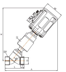 electric proportional control angle seat valve