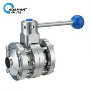 sanitary manual 3 pieces butterfly valves