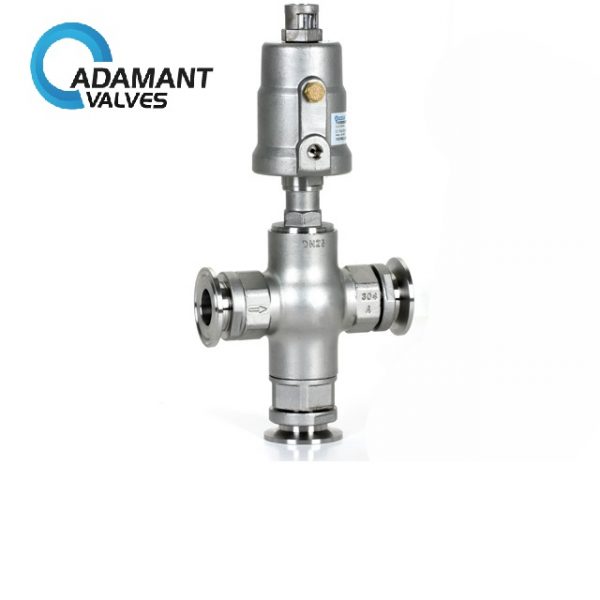 sanitary pneumatic 3 way angle seat valve