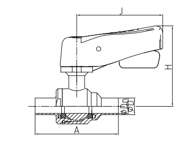 sanitary manual 2-way ball valve with middle screw