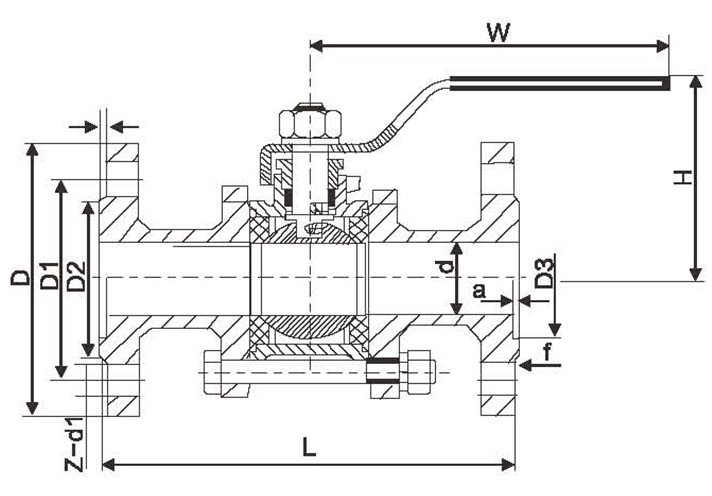 High Performance Manual 3-Pieces Ball Valve with Flange Connection