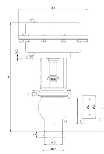 Sanitary 2-way Pneumatic Divert Seat Valve with Tri-Clamp End