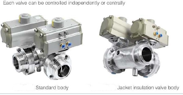 Pneumatic Asynchronous three way butterfly valve