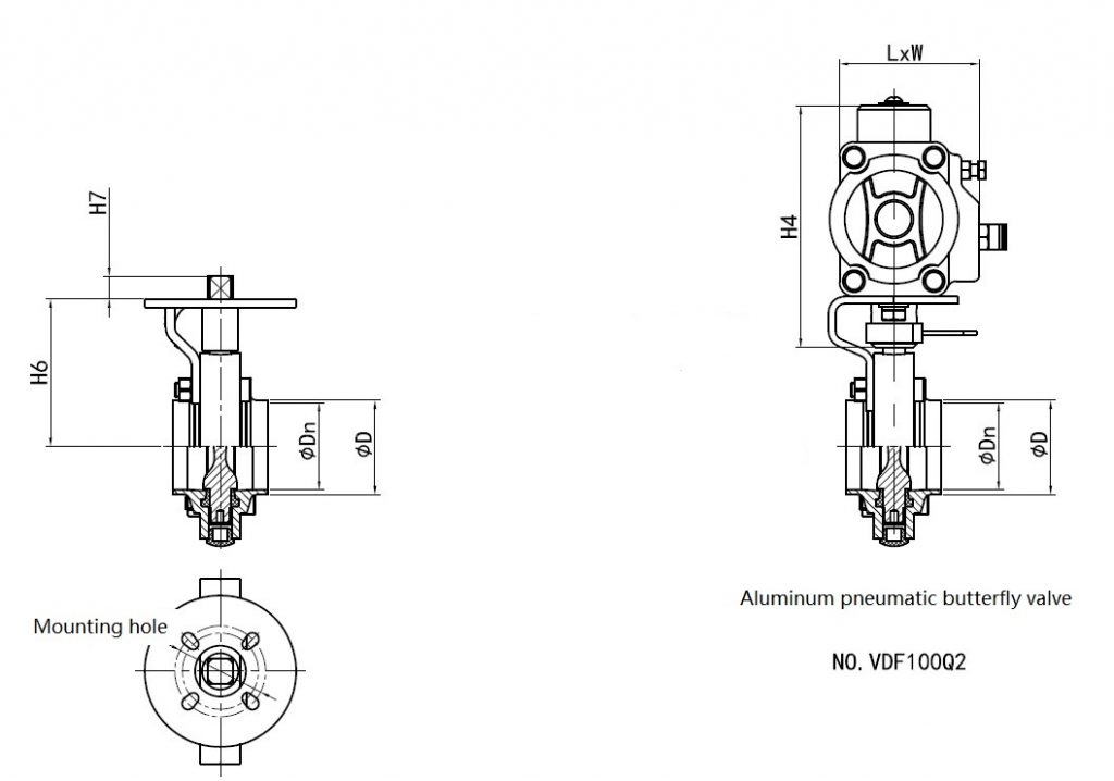 manual three way butterfly valve