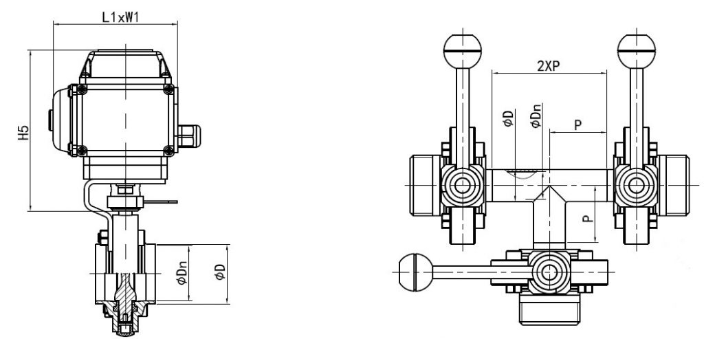 manual three way butterfly valves